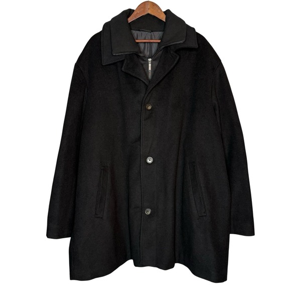 LRL Ralph Lauren Wool Black Quilted Double Layered Coat Mens 56 R Blazer Jacket